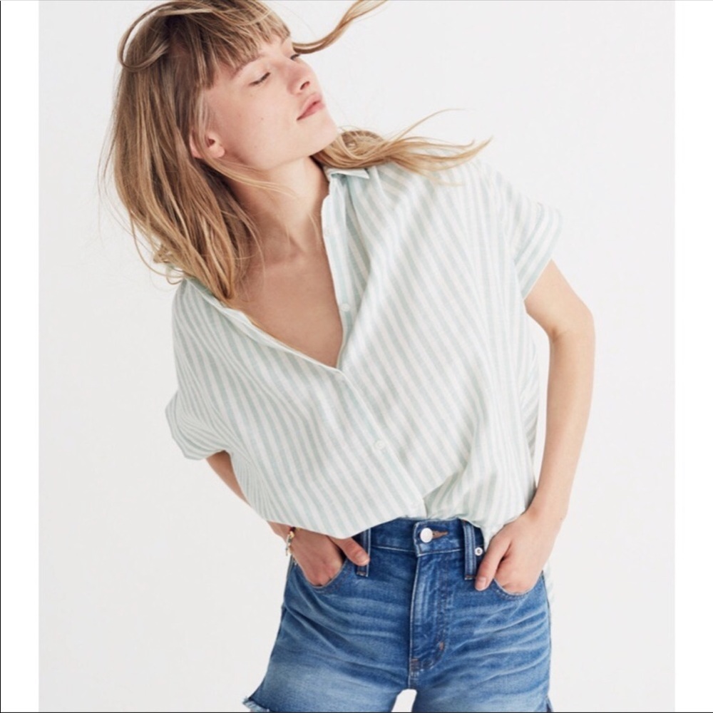 Madewell • Central Shirt in Mint Stripe
